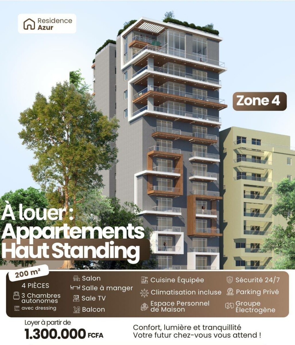 à louer appartement 4 pièces haut standing à marcory zone 4