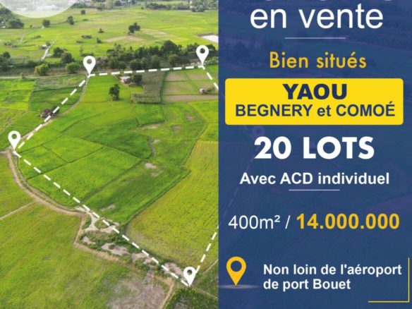 *Les terrains Approuvés à Yaou* : 300m²= 8 millions 400m2= 10 millions 500m²= 12 millions *ACD