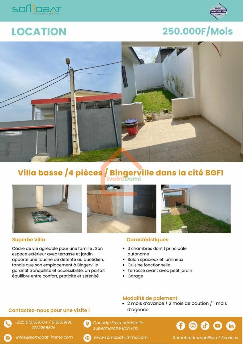 Villa 6 pièces à Bingerville BGFI BANK