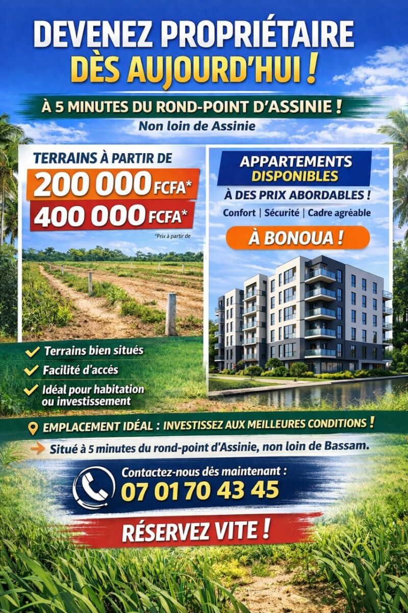 Terrains en vente à Assinie 5