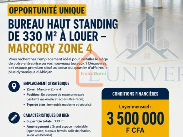 Bureau à louer marcory zone 4 avec une superficie de 330m²