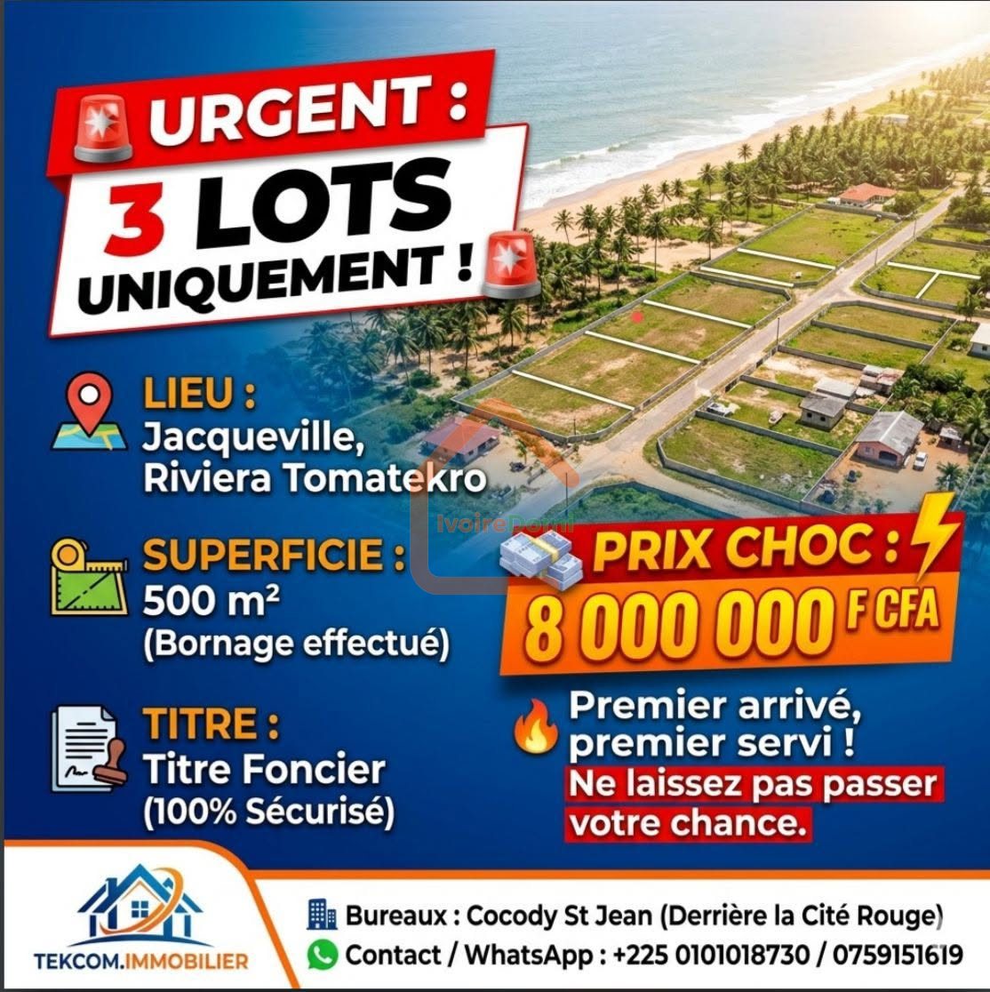 TROIS TERRAIN EN VENTE A JACQUEVILLE RIVIERA TOMATEKRO