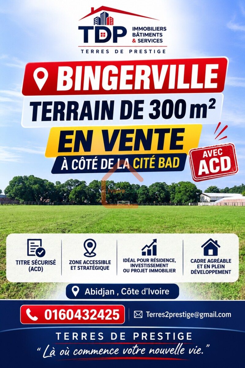 BINGERVILLE TERRAIN DE 300 m² EN VENTE À CÔTÉ DE LA CITÉ BAD