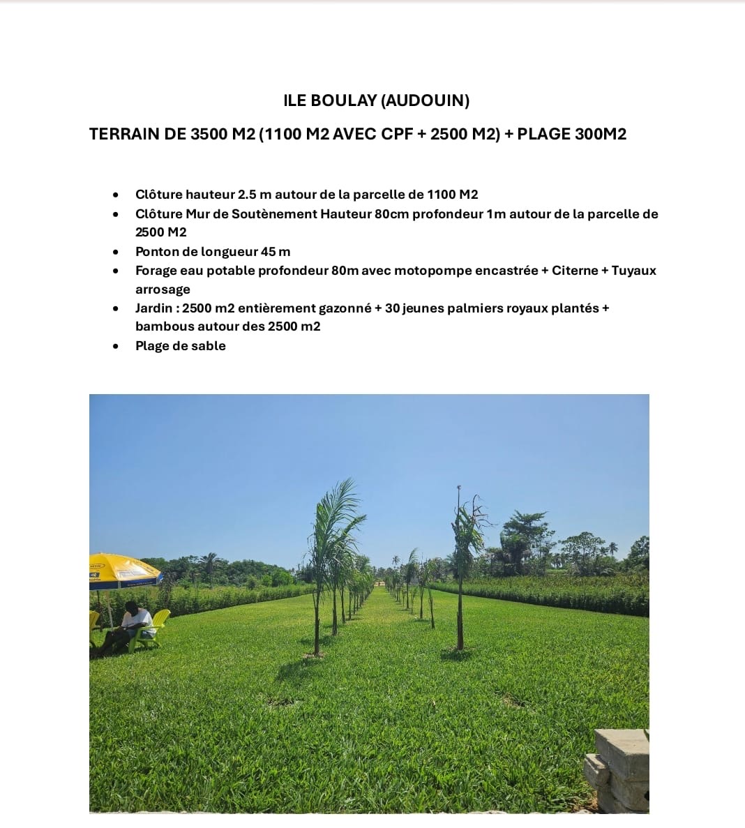 Terrain 3500m2 bordure lagune à la baie des milliardaires