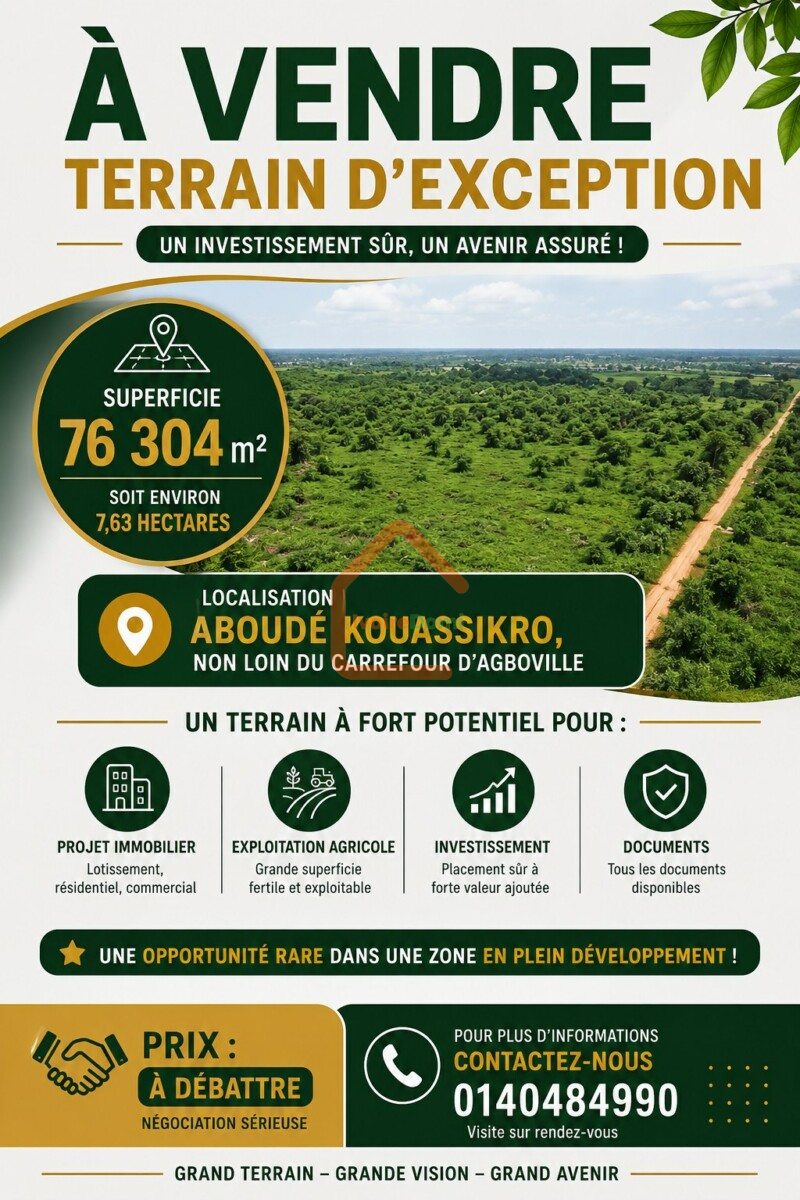 Grande parcelle de terrain a vendre