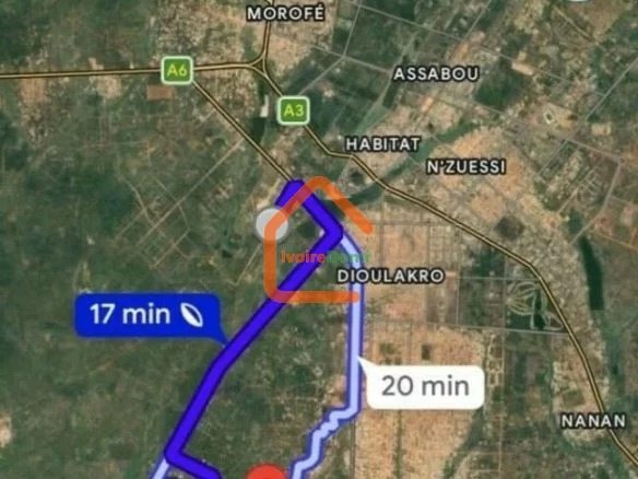 2 terrains collés de 408 m² à Yamoussoukro