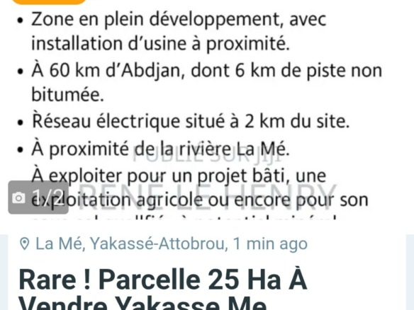 Parcelle 25 ha Yakass&eacute;-M&eacute; ! A saisir !