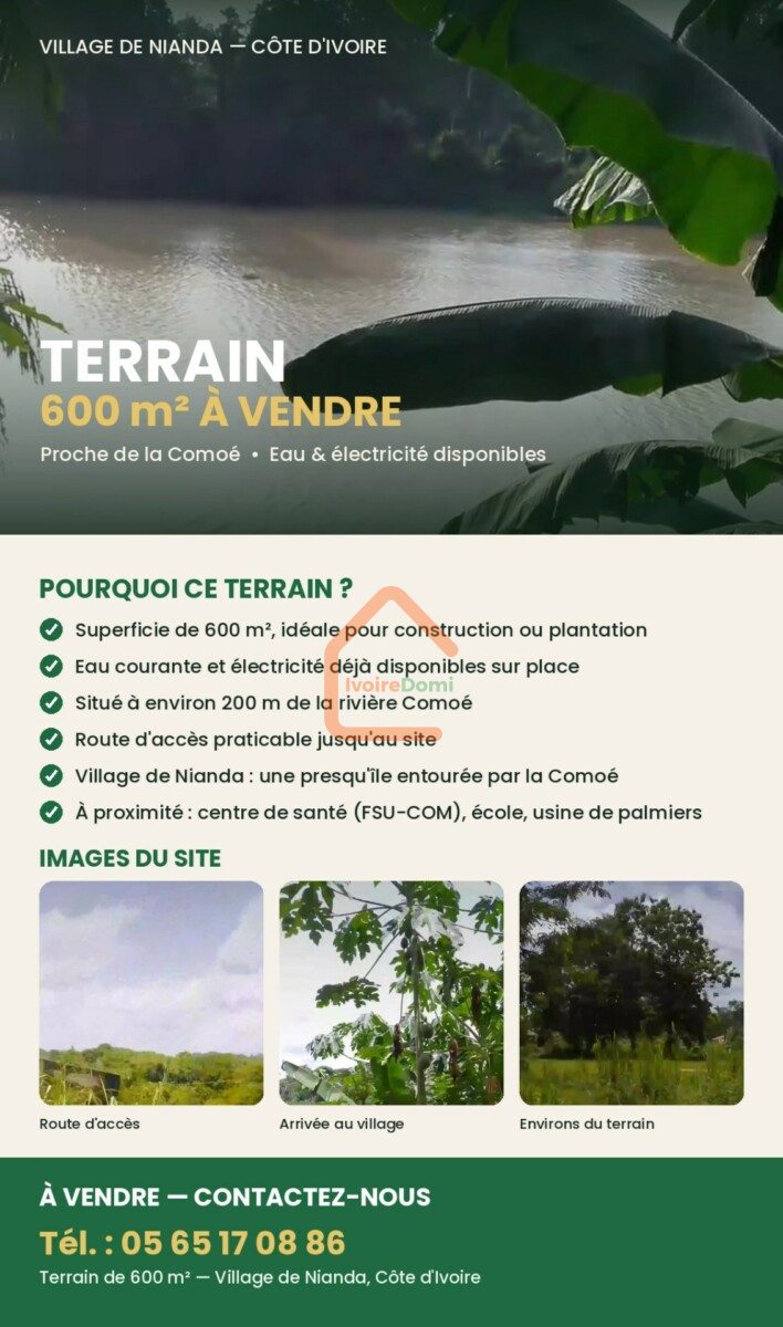 Terrain de 600 mètre carré en vente