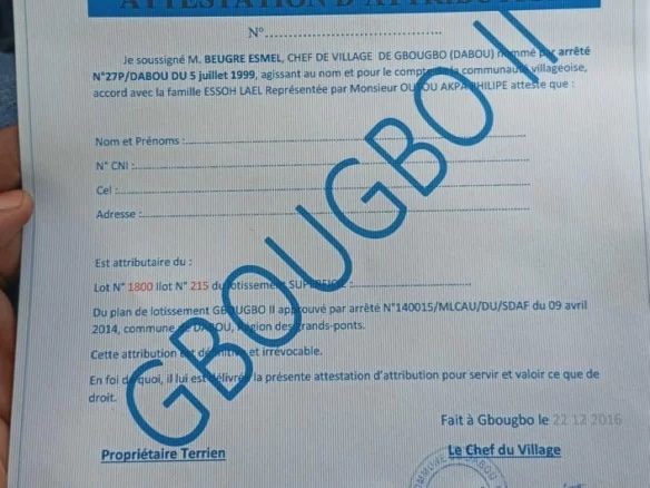 600 m2 à dabou ville