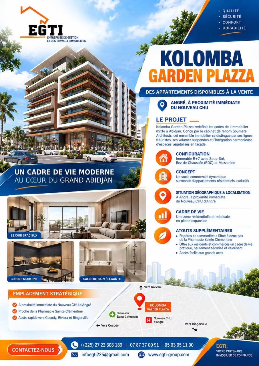 Vente d’appartement haut standing Cocody Angré