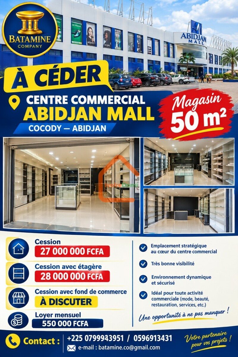 Grand magasin disponible à angré chu Loyer 200mil