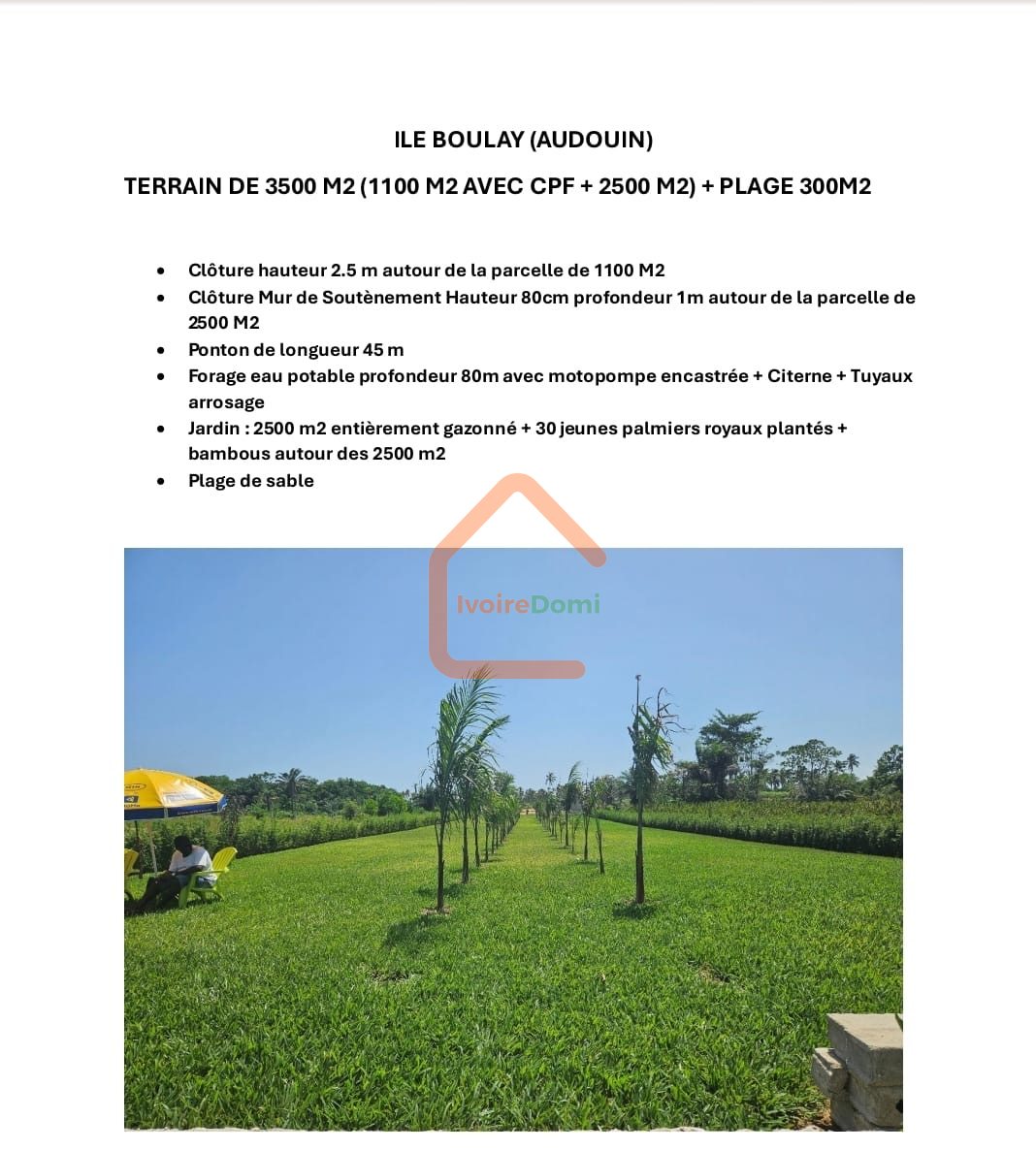 Terrain 3500m2 bordure lagune à la baie des milliardaires