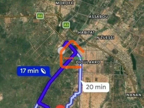2 terrains collés de 408 m² à Yamoussoukro